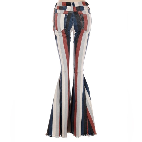 Chic Striped Flare Jeans in Red, White, and Blue - Picture 5 of 7